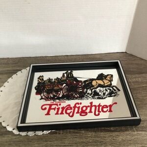 Vtg Canadian Firefighter Bar Mirror